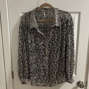 FP Black and White Patterned Blouse